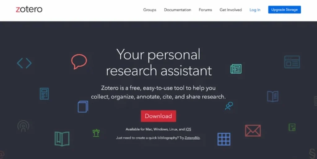 Zotero main page
