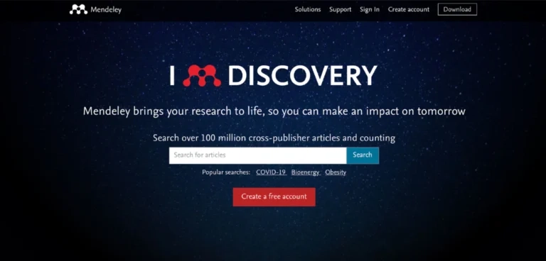 Mendeley main page