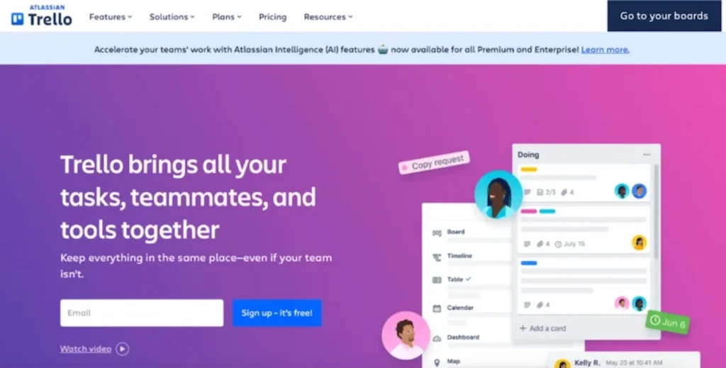Trello main page