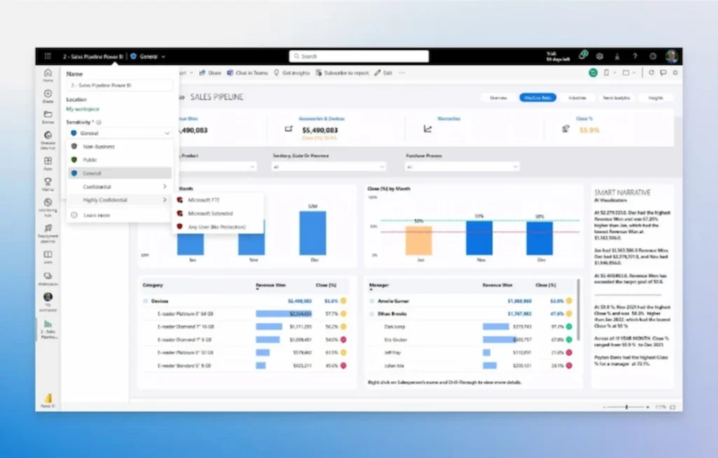 Power BI main page