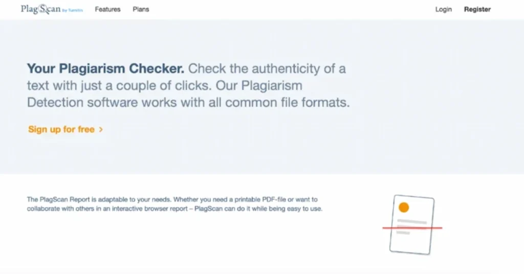 PlagScan main page