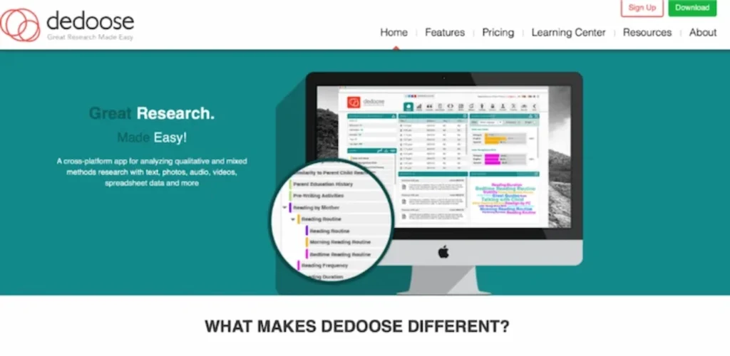 Dedoose main page