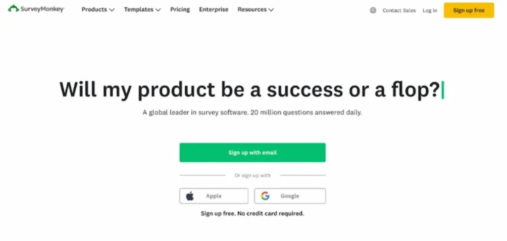 SurveyMonkey main page