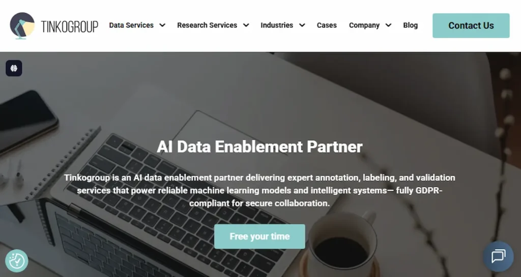 Top Data Management Companies example featuring Tinkogroup AI data enablement and enterprise data processing platform