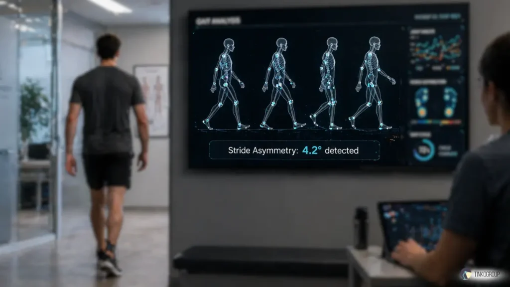 Keypoint tracking analyzing human gait in a clinical setting with stride asymmetry detection